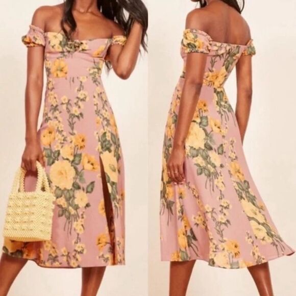 Reformation cordova off the shoulder midi dress
antionette floral - Picture 2 of 5